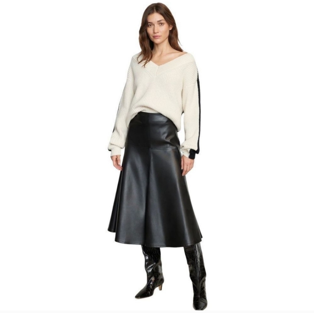 Modern Citizen Black Leather A-Line Skirt